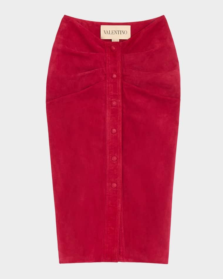 Ruched Suede Skirt by VALENTINO