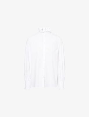 Ruffle-Trim Long-Sleeve Cotton Shirt by VALENTINO Ruffle-Trim Long-Sleeve Cotton Shirt by VALENTINO