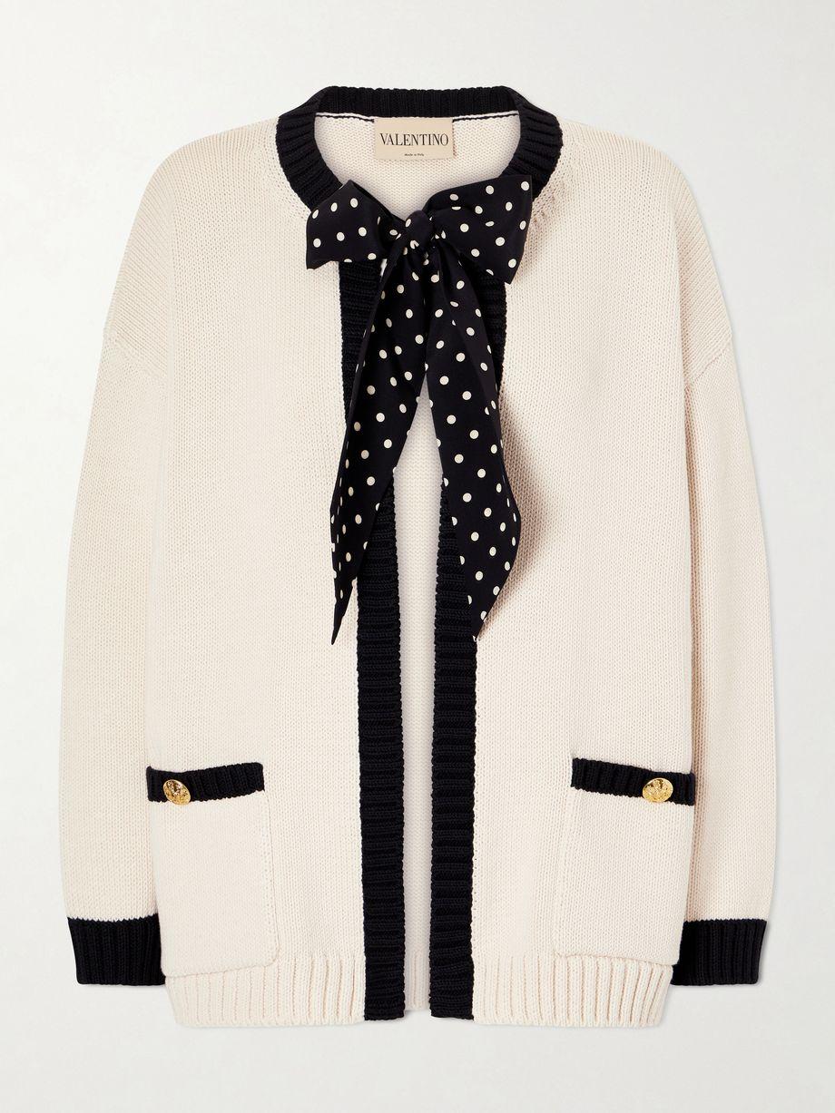 Silk-trimmed cotton-blend cardigan by VALENTINO