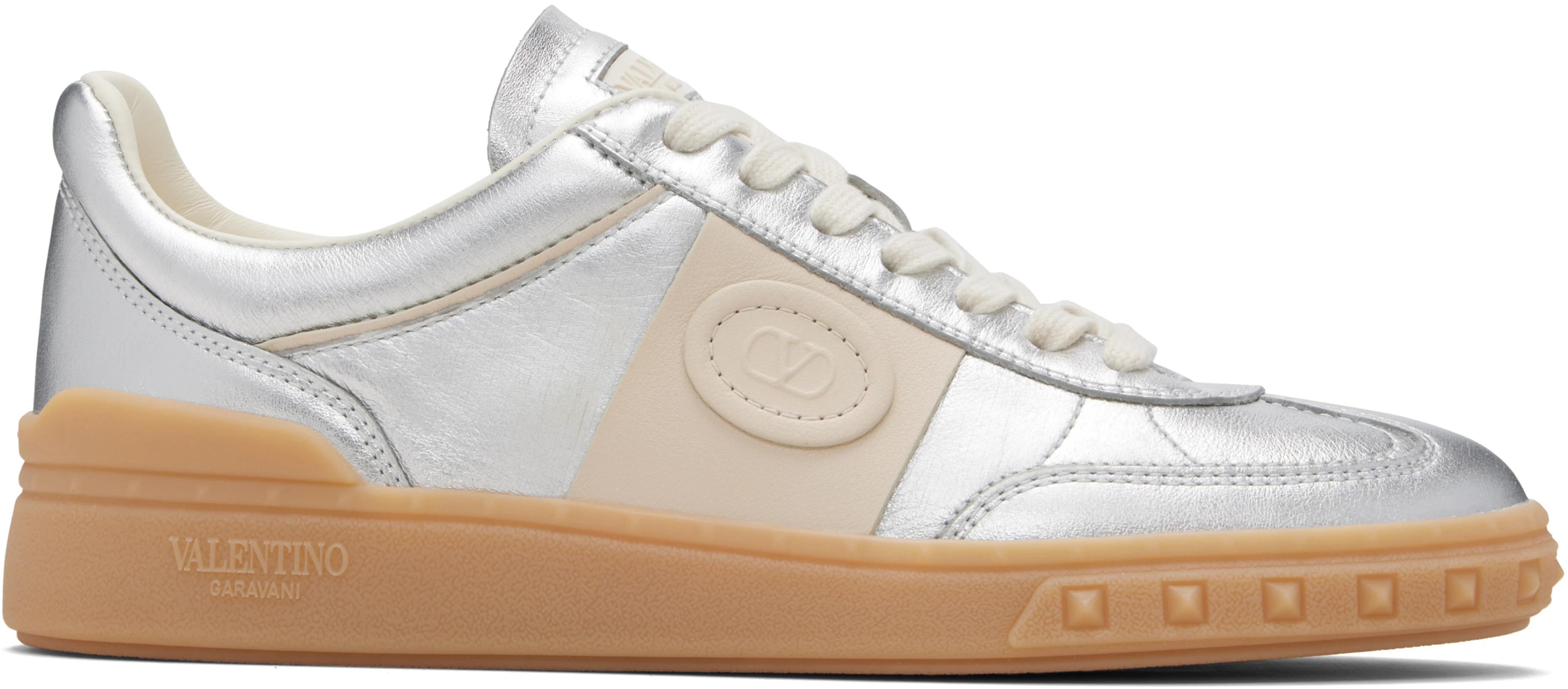 Silver Upvillage Trainer Leather Band Sneakers by VALENTINO