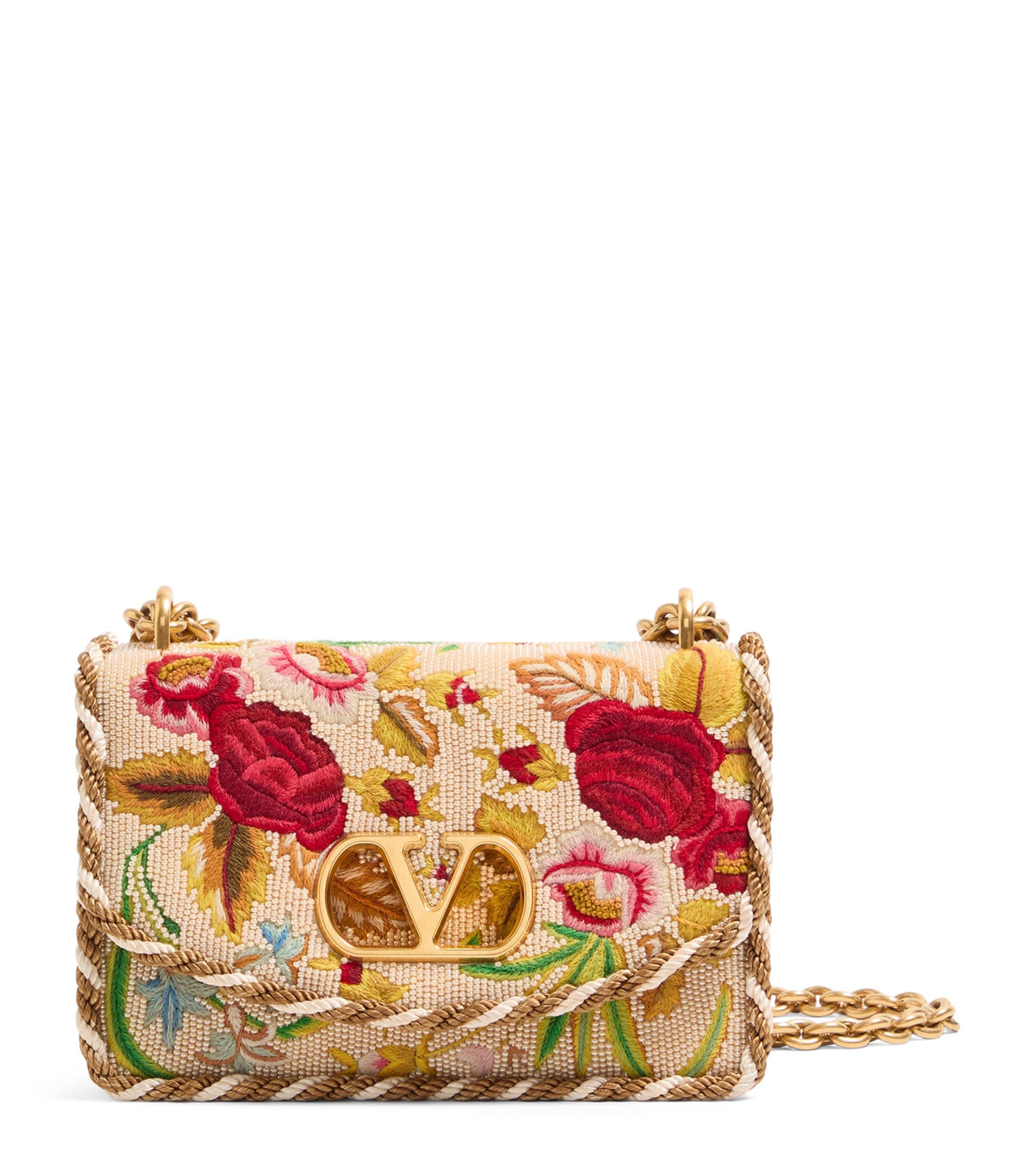 Small Silk Embellished Vain Shoulder Bag by VALENTINO