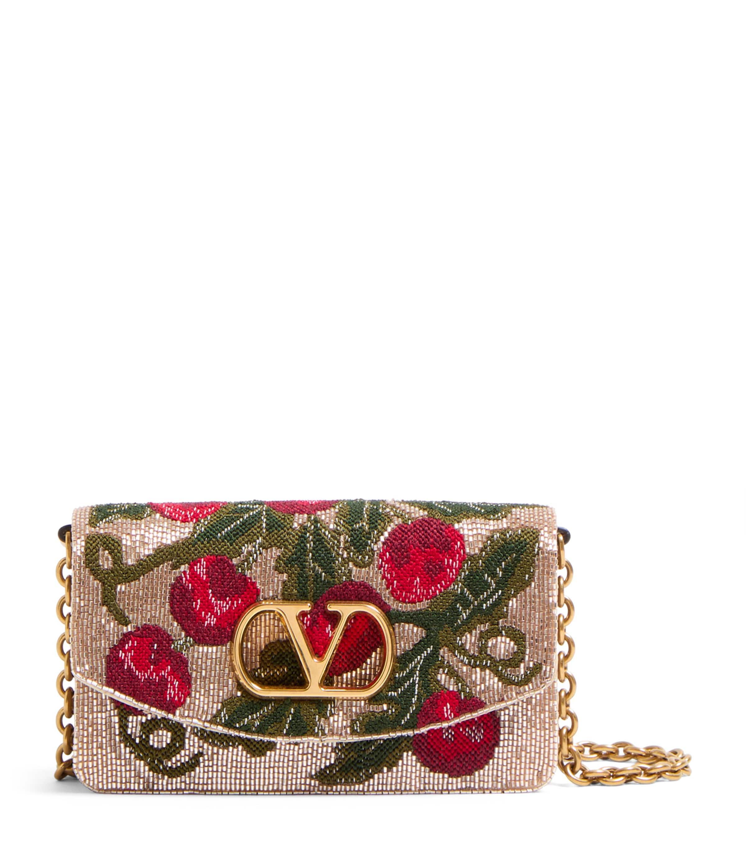 Small Silk Vain Cherry Clutch Bag by VALENTINO