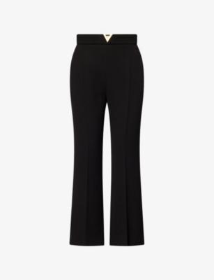 Straight-Leg Logo-Hardware Wool Trousers by VALENTINO