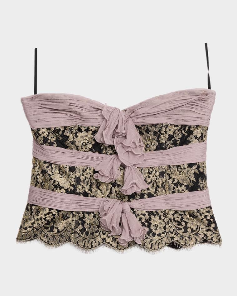 Strapless Lace Triple-Bow Top by VALENTINO