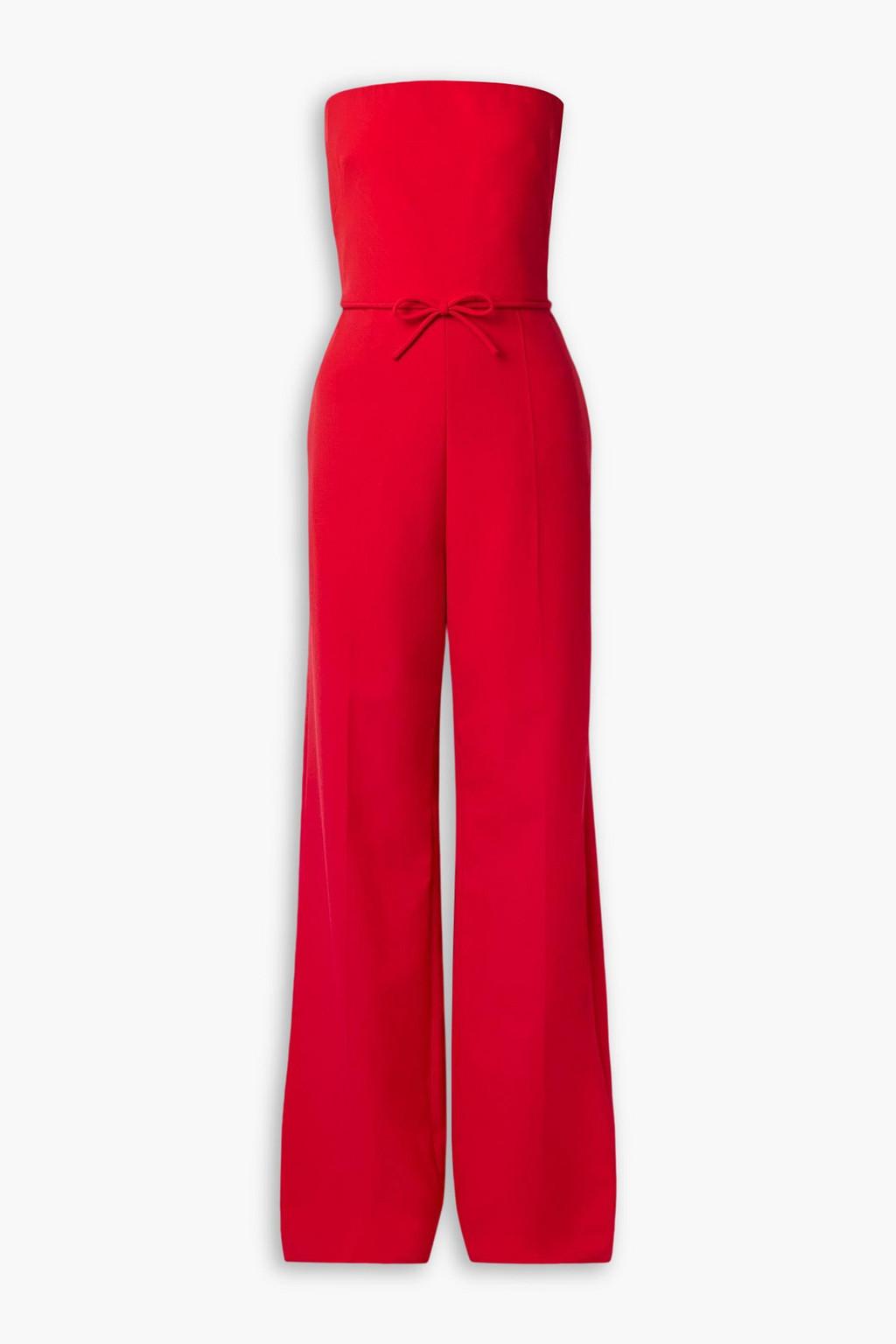 Strapless bow-detailed wool jumpsuit by VALENTINO