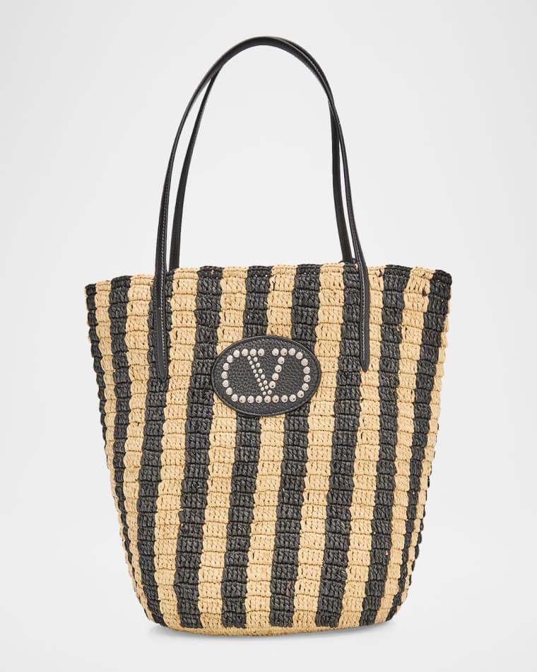 Striped Raffia Bucket Bag by VALENTINO