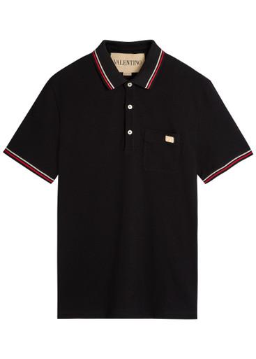 Striped trims cotton polo shirt by VALENTINO