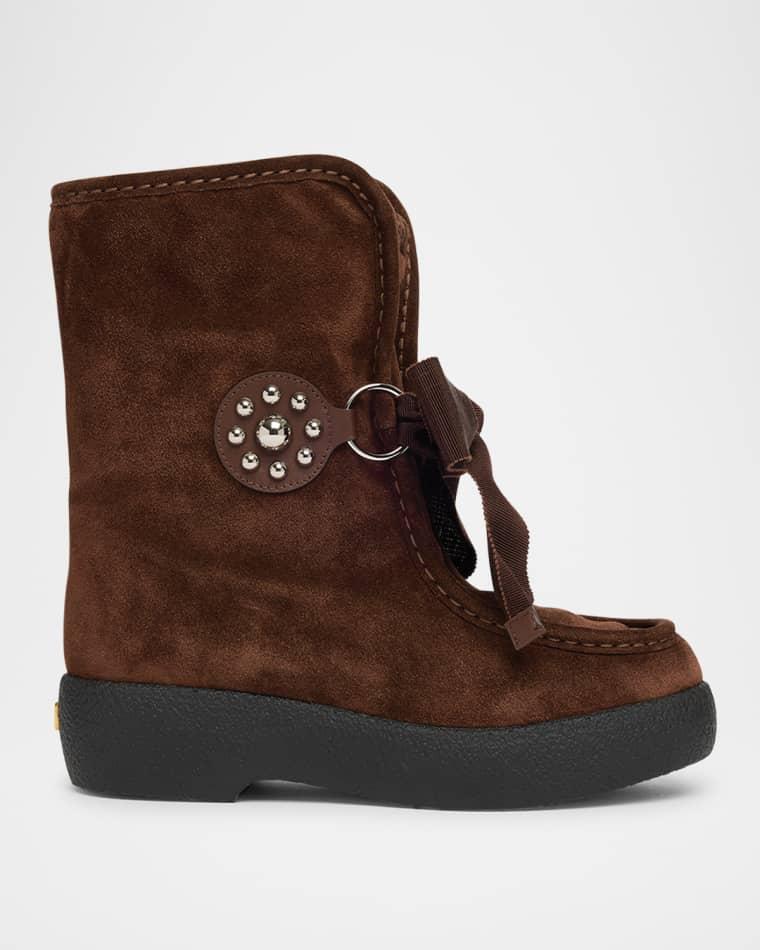 Suede Faux Fur Snow Booties by VALENTINO
