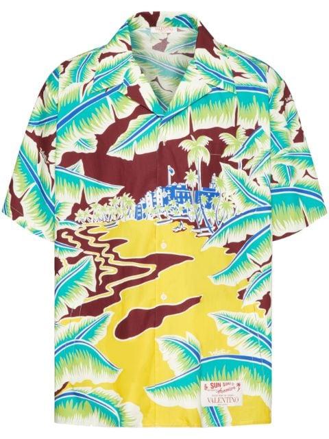 Surf Rider-print cotton bowling shirt by VALENTINO