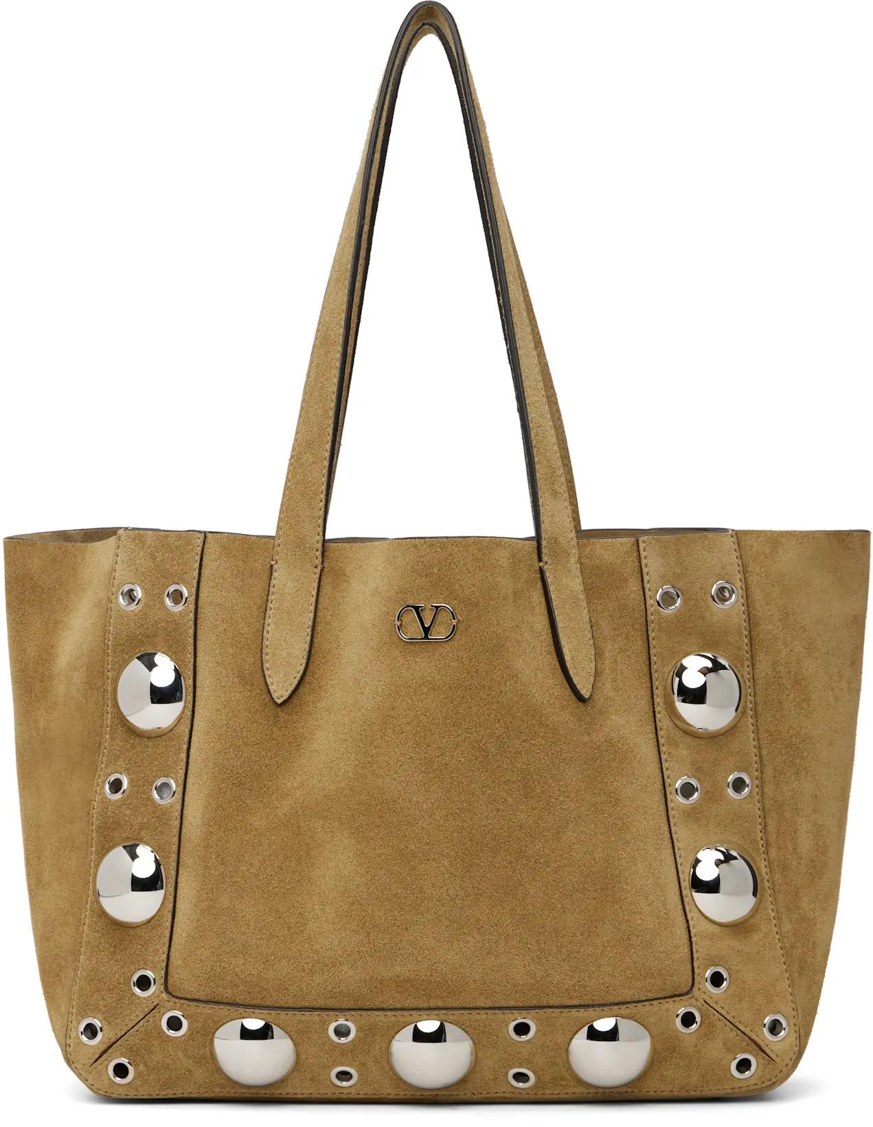 Tan Medium Nellcôte Suede Tote by VALENTINO