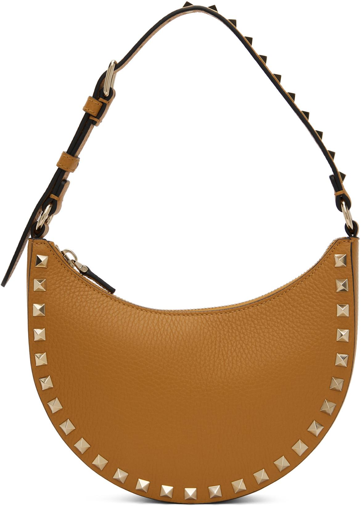 Tan Mini Rockstud Bag by VALENTINO