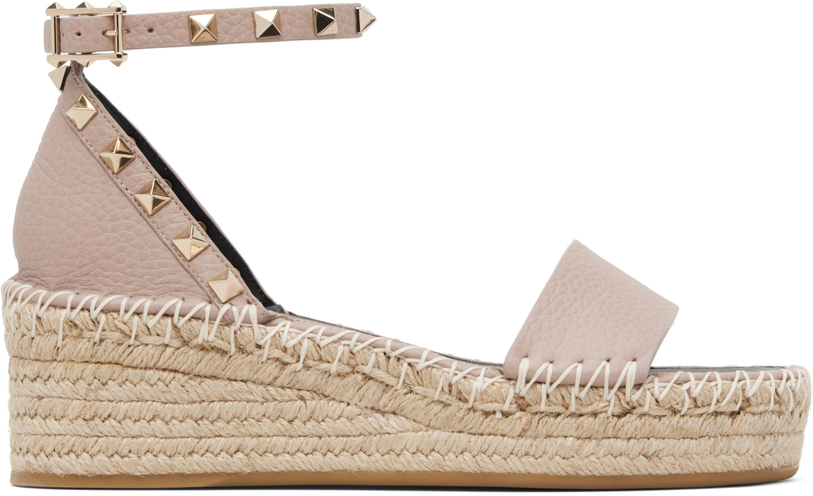 Taupe Rockstud Sandals by VALENTINO