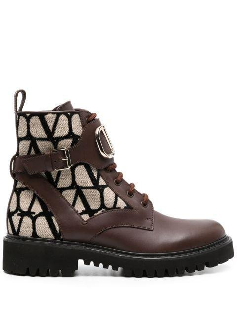 Toile Iconograph combat boots by VALENTINO