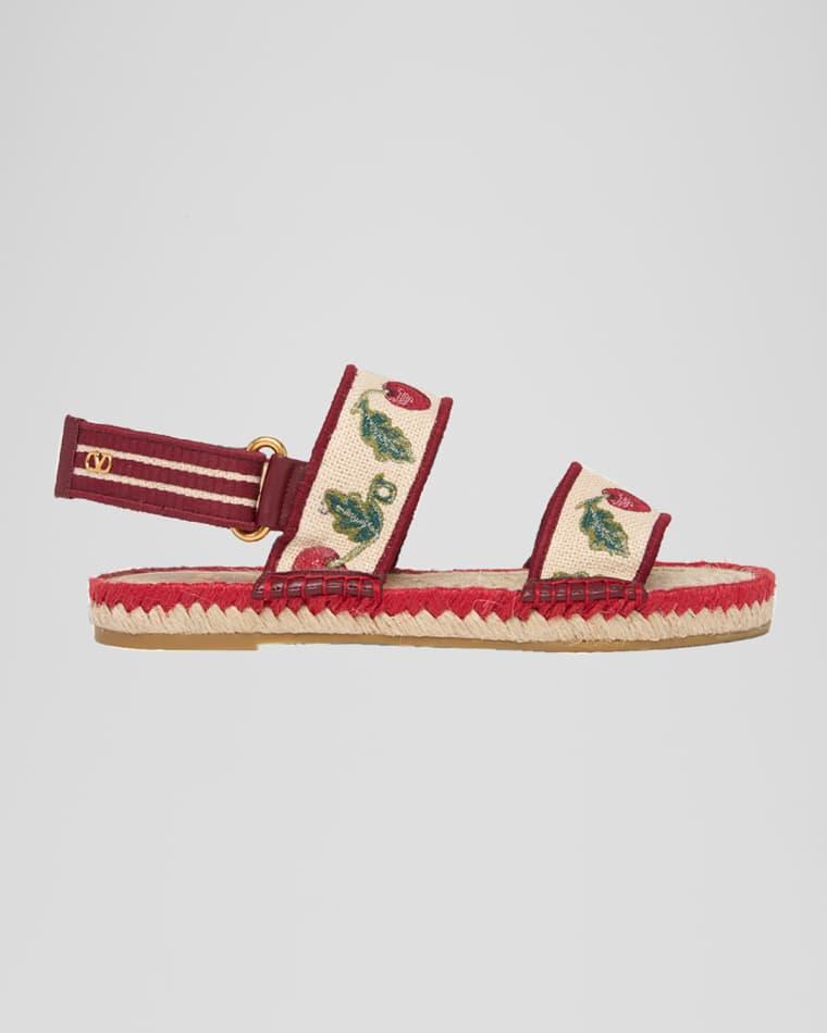 Tomato Embroidered Slingback Espadrille Sandals by VALENTINO