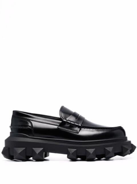 Trackstud leather loafers by VALENTINO