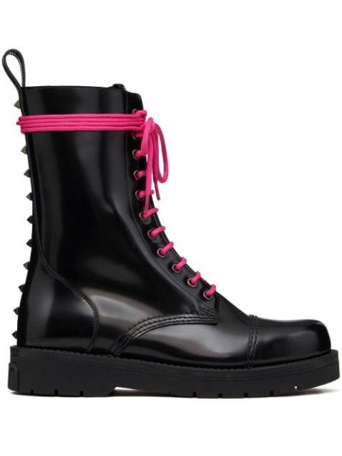 Untitled leather combat boots by VALENTINO