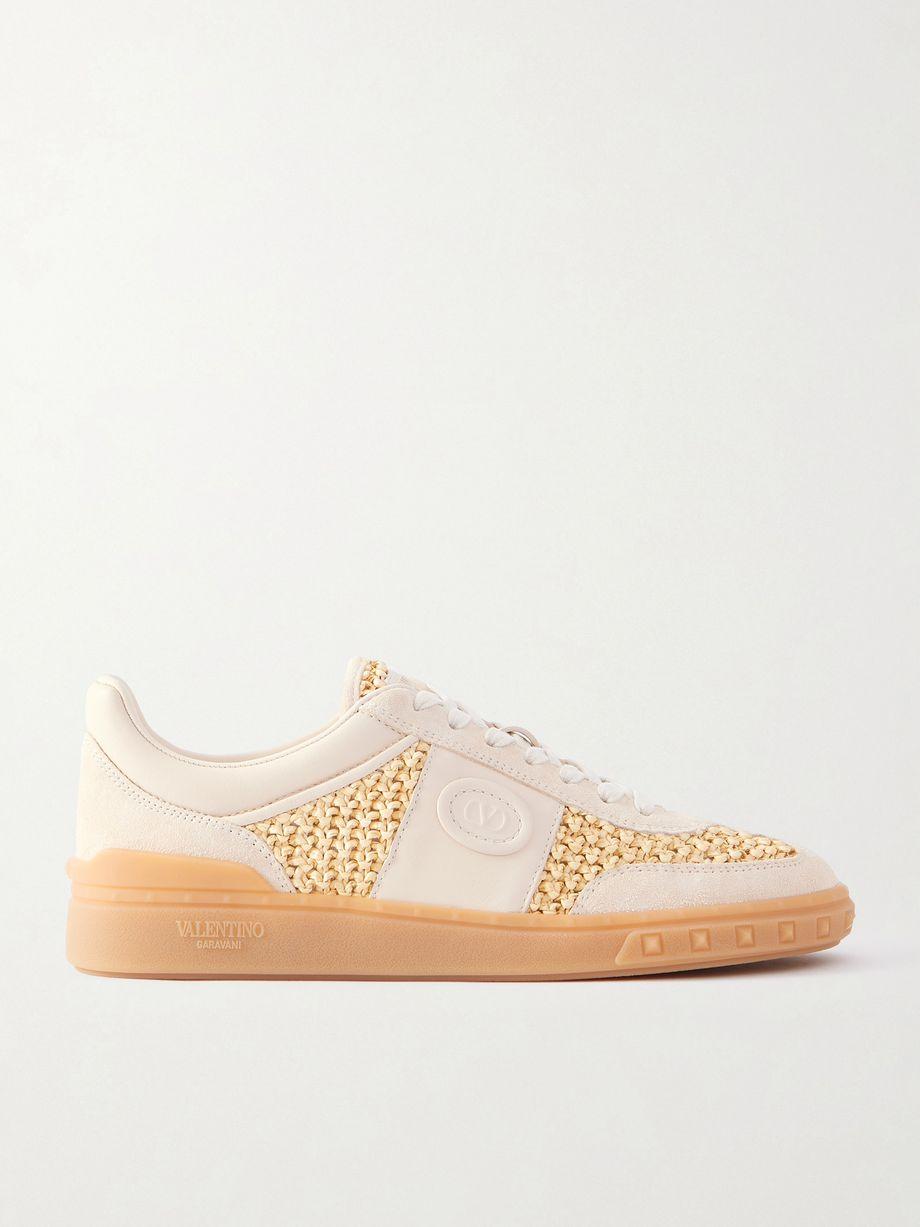 Upvillage raffia-trimmed suede sneakers by VALENTINO