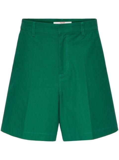 V-detail canvas bermuda shorts by VALENTINO