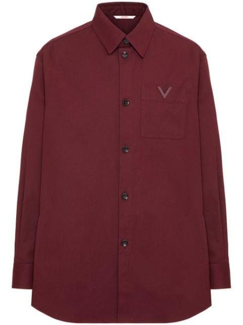 V-detail canvas shirt jacket by VALENTINO