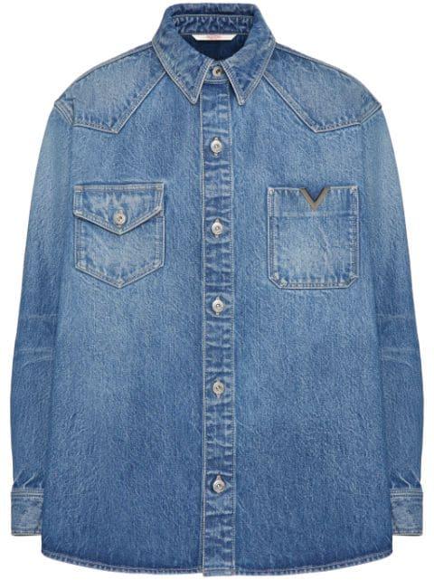 V-detail denim shirt by VALENTINO