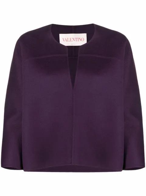V-neck cropped-sleeve knitted top by VALENTINO