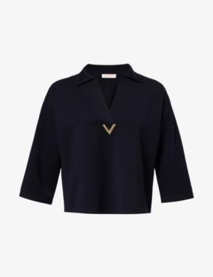 V-neck logo-plaque wool jumper by VALENTINO
