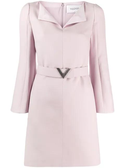 V pavé belted dress by VALENTINO