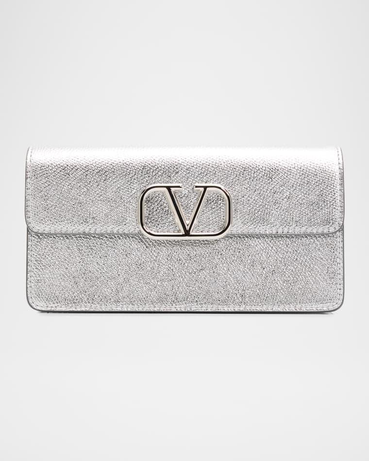 VLOGO Metallic Calfskin Leather Clutch by VALENTINO