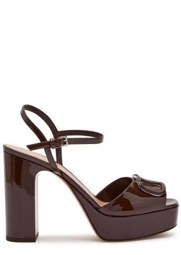 VLogo 120 glossed leather platform sandals by VALENTINO
