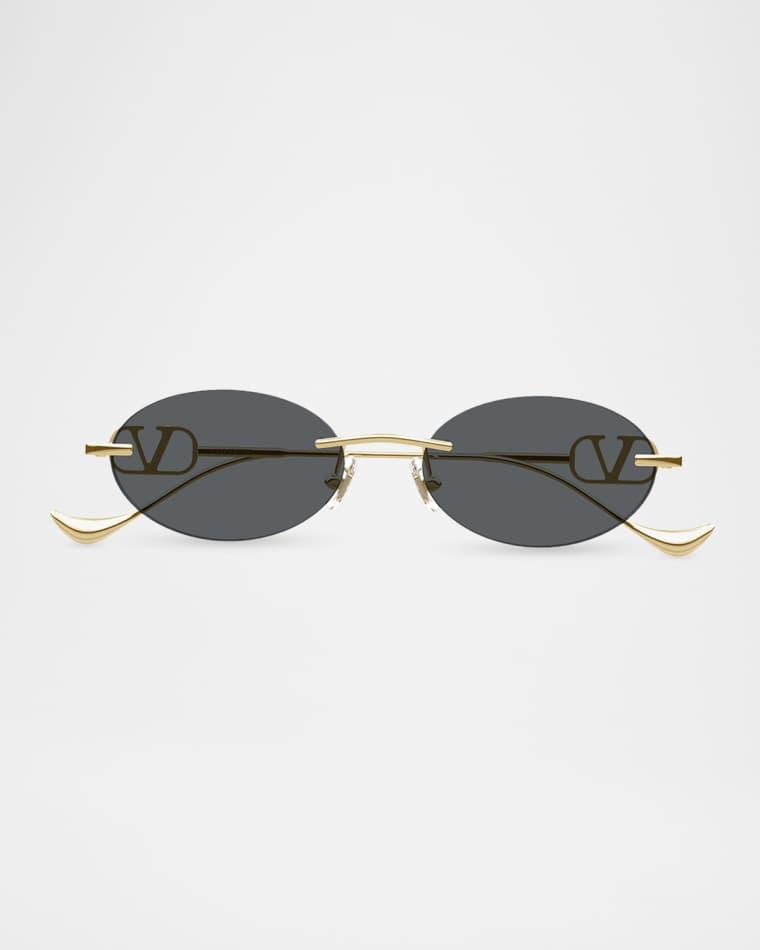 VLogo 53mm Metal Oval Sunglasses by VALENTINO