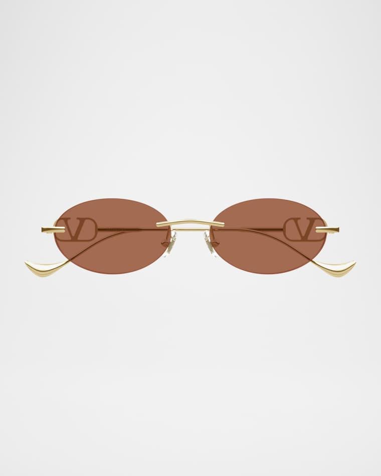 VLogo 53mm Metal Oval Sunglasses by VALENTINO