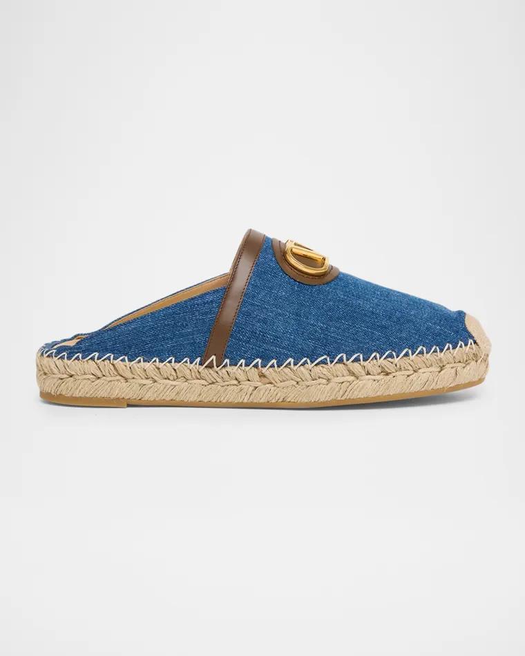 VLogo Denim Espadrille Mules by VALENTINO