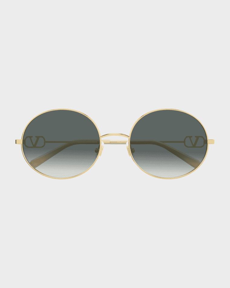 VLogo Signature 56mm Metal Round Sunglasses by VALENTINO