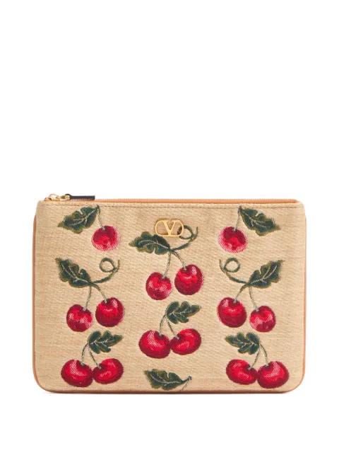 VLogo Signature Cherryfic-print clutch bag by VALENTINO