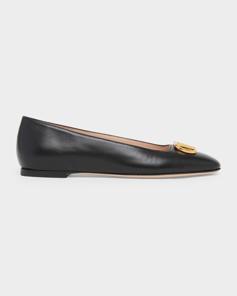 VLogo Signature Leather Ballerina Flats by VALENTINO