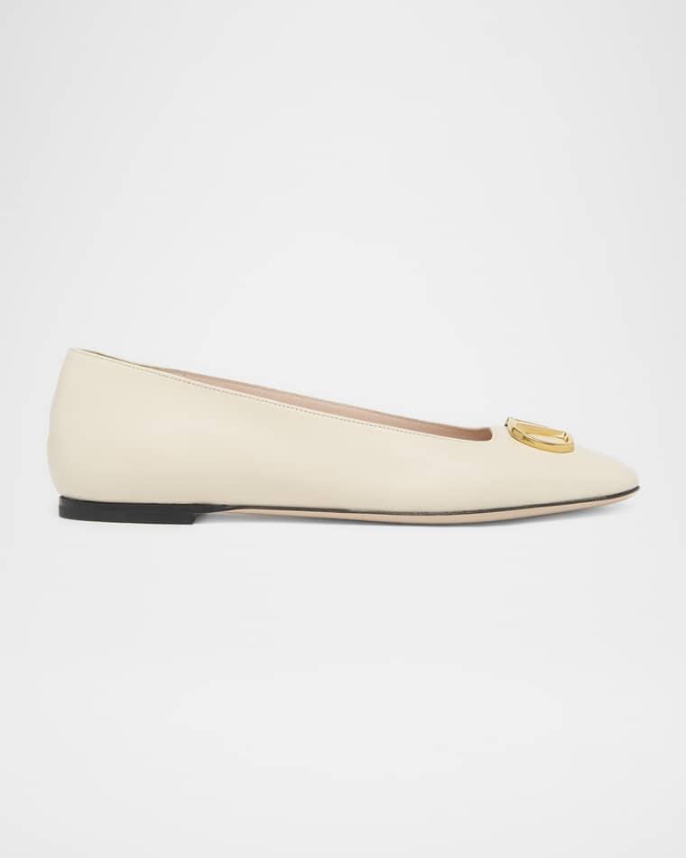 VLogo Signature Leather Ballerina Flats by VALENTINO