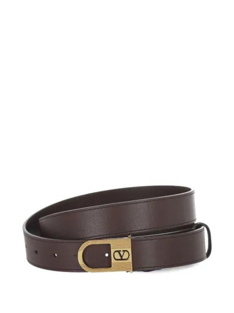 VLogo Signature belt in shiny calfskin 30mm with enamelled logo detail by VALENTINO