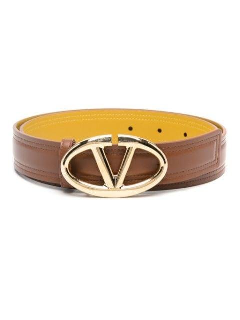 VLogo Signature-buckle leather belt by VALENTINO