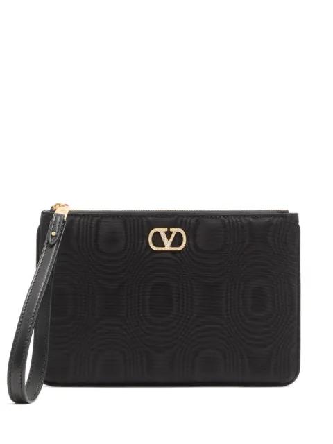VLogo Signature clutch in Moiré fabric with jewel logo by VALENTINO