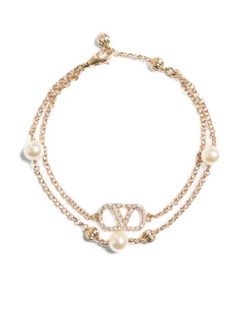 VLogo Signature crystal-embellished bracelets by VALENTINO
