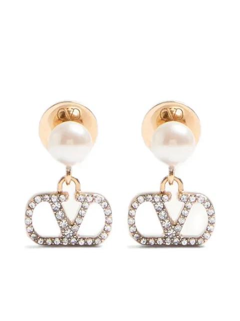 VLogo Signature crystal-embellished earrings by VALENTINO