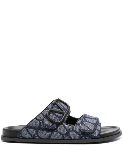 VLogo Signature denim sandals by VALENTINO