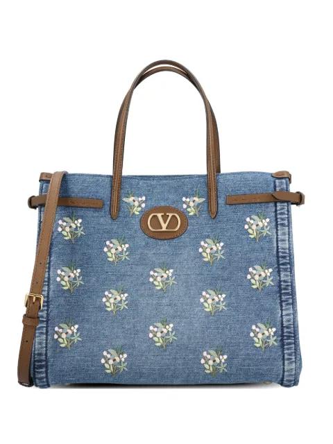 VLogo Signature floral-embroidered shoulder bag by VALENTINO