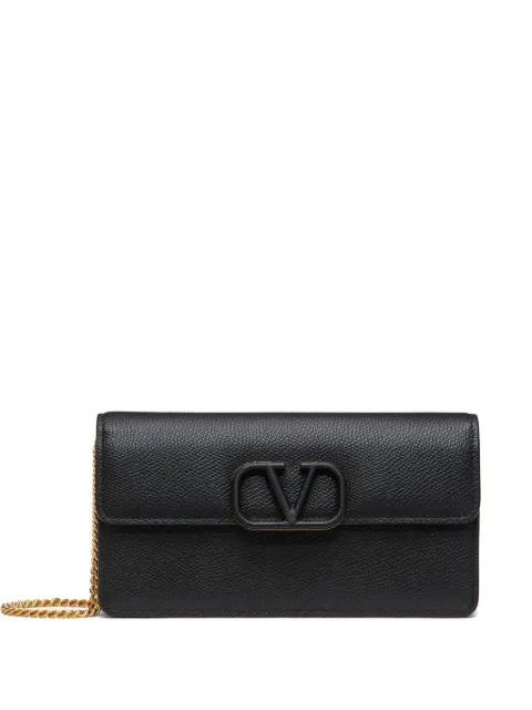 VLogo Signature grainy calfskin wallet with chain by VALENTINO
