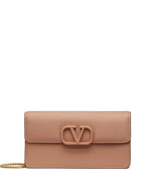 VLogo Signature grainy calfskin wallet with chain by VALENTINO