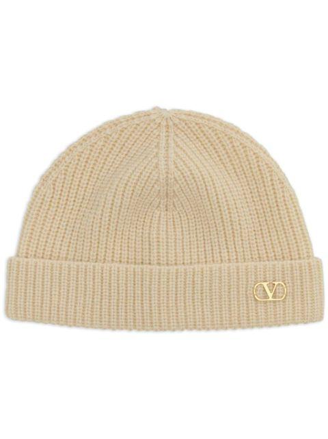 VLogo Signature knitted cashmere beanie by VALENTINO