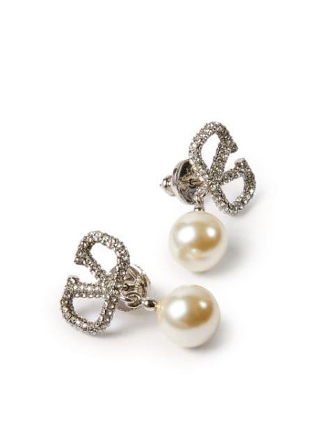 VLogo Signature pearl drop earrings by VALENTINO