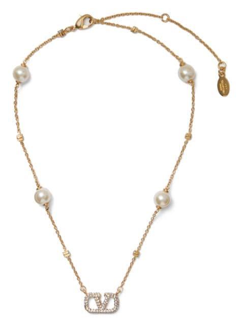 VLogo Signature pearl necklace by VALENTINO