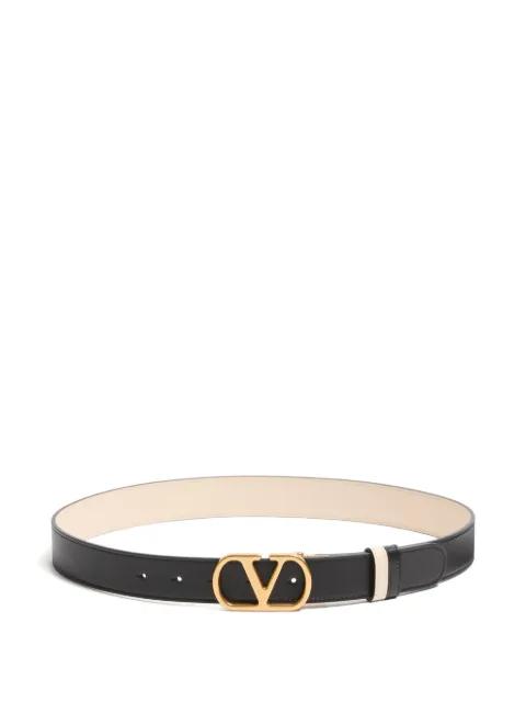 VLogo Signature reversible shiny calfskin belt - 30mm / 1.2 in. by VALENTINO