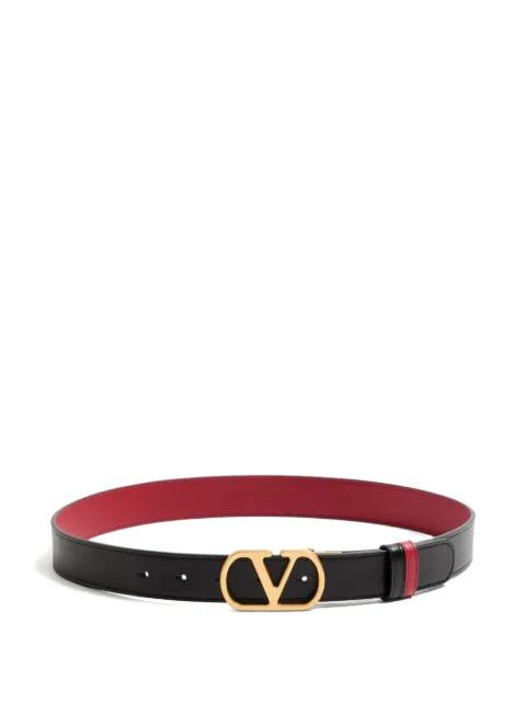 VLogo Signature reversible shiny calfskin belt - 30mm / 1.2 in. by VALENTINO
